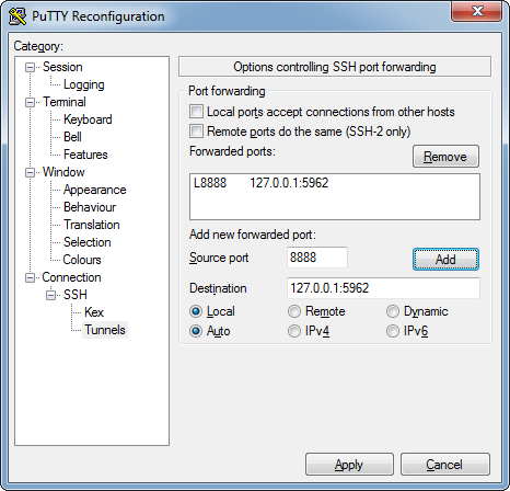 putty vnc